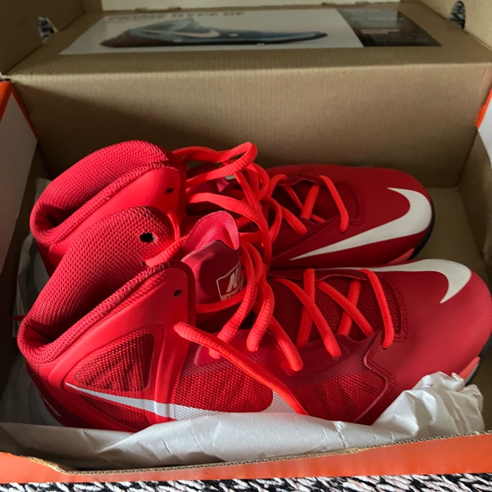Red and White Nike Prime Hype DF sneakers